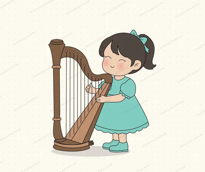 Performing on a harp