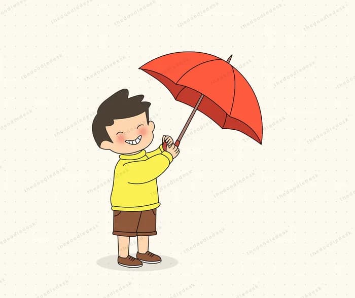 Sheltering under an umbrella