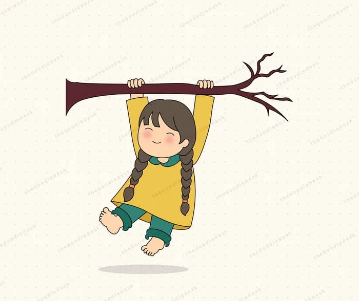 Swinging from a branch