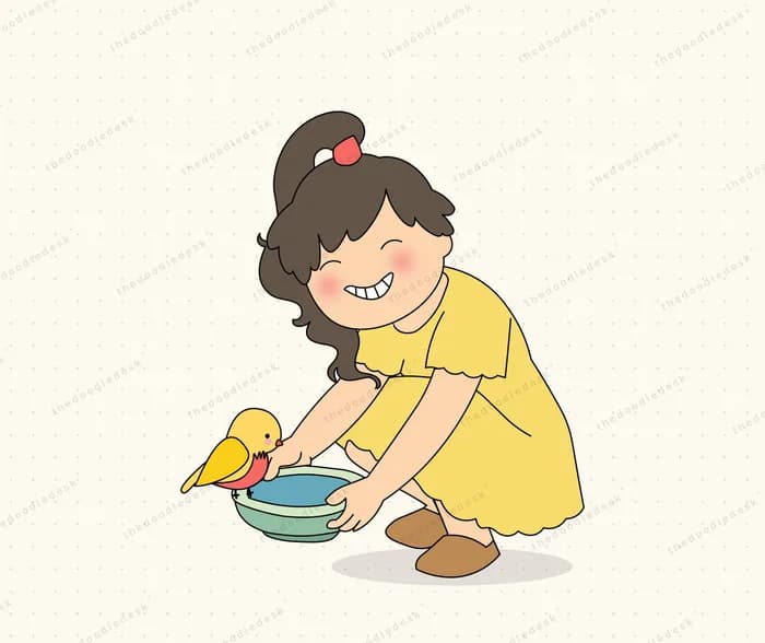 Feeding a little bird