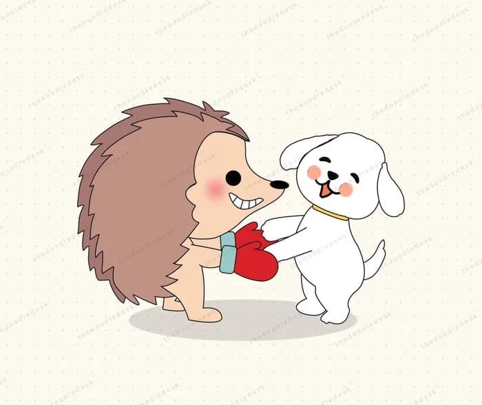 One animal giving another a present