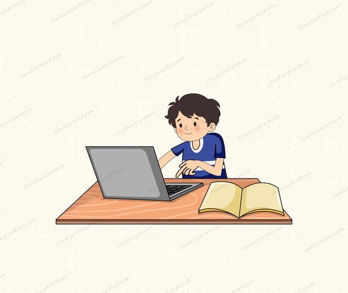 Studying at a laptop