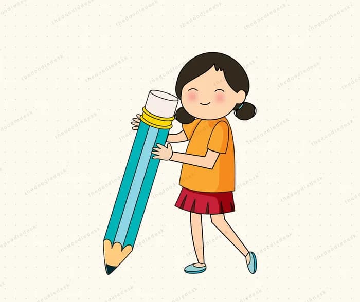 Carrying a giant pencil