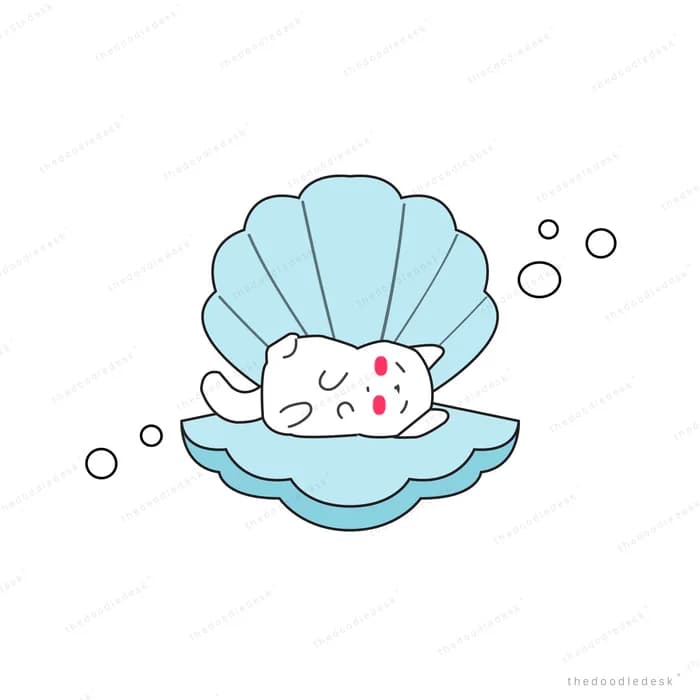 Open clam shell holding a pearl with bubbles