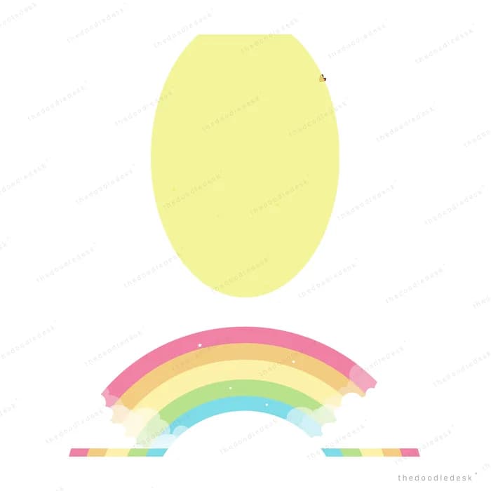 Pastel rainbow arc with a warm glow behind