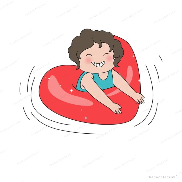 Girl floating in a red swim ring