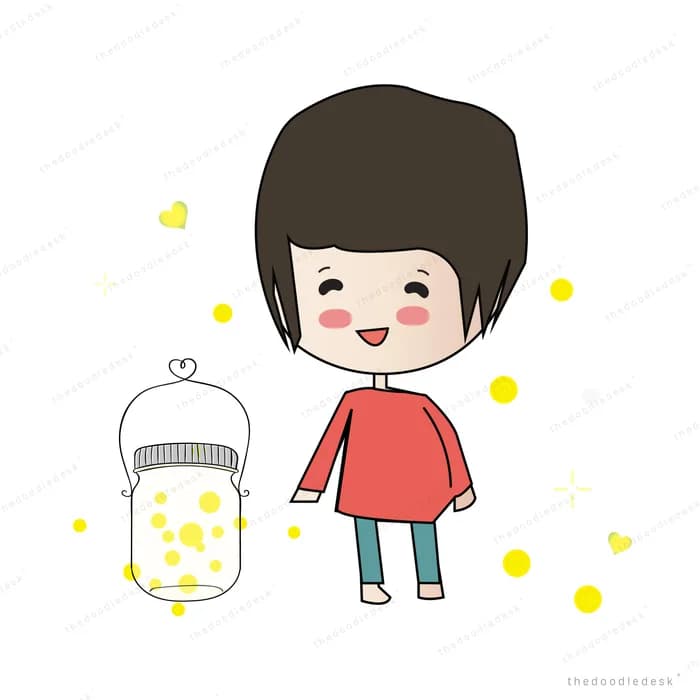 Boy holding a glowing lantern among sparks