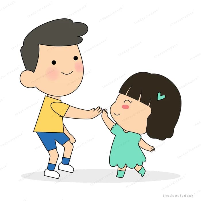 Two children holding hands and spinning together