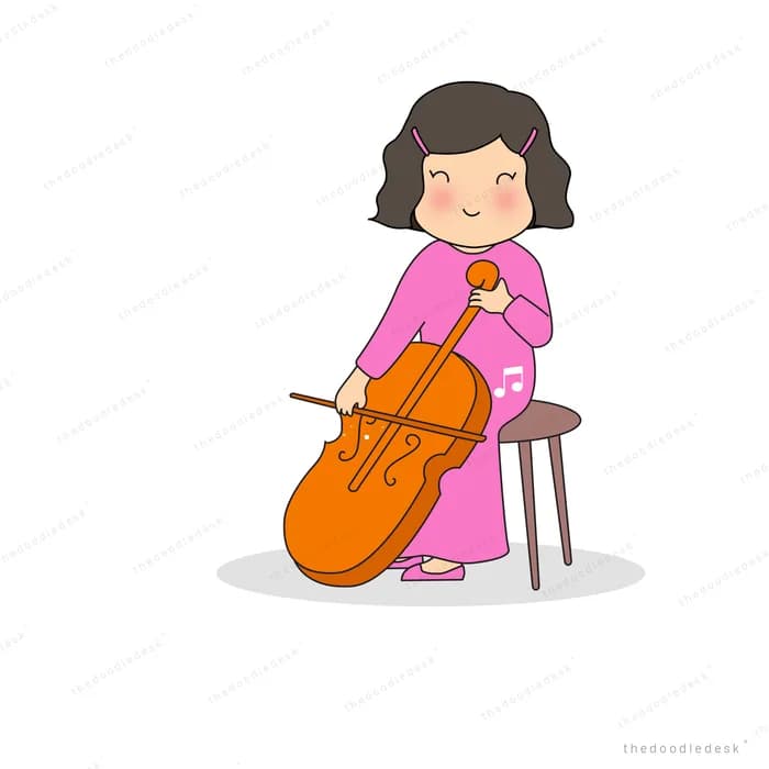 Woman in a sari playing a cello
