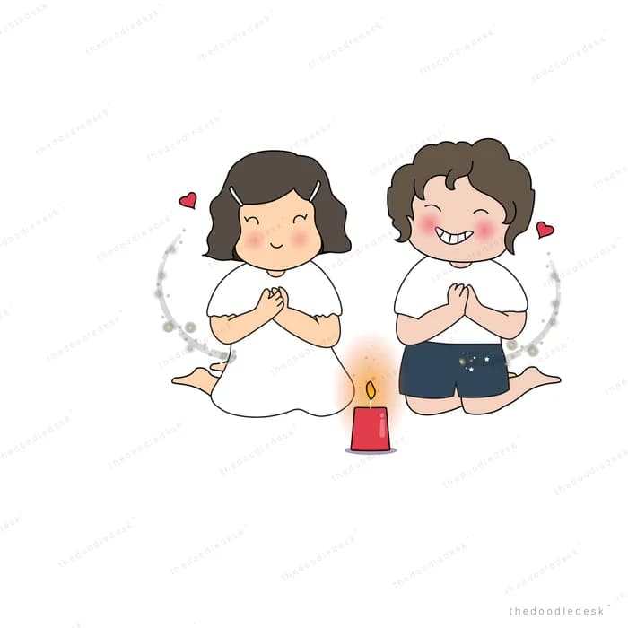 Two girls sitting cross-legged in white with a drink