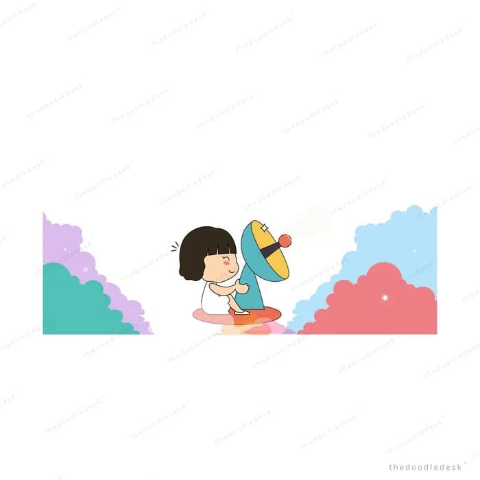 Girl holding a pinwheel against a pastel landscape