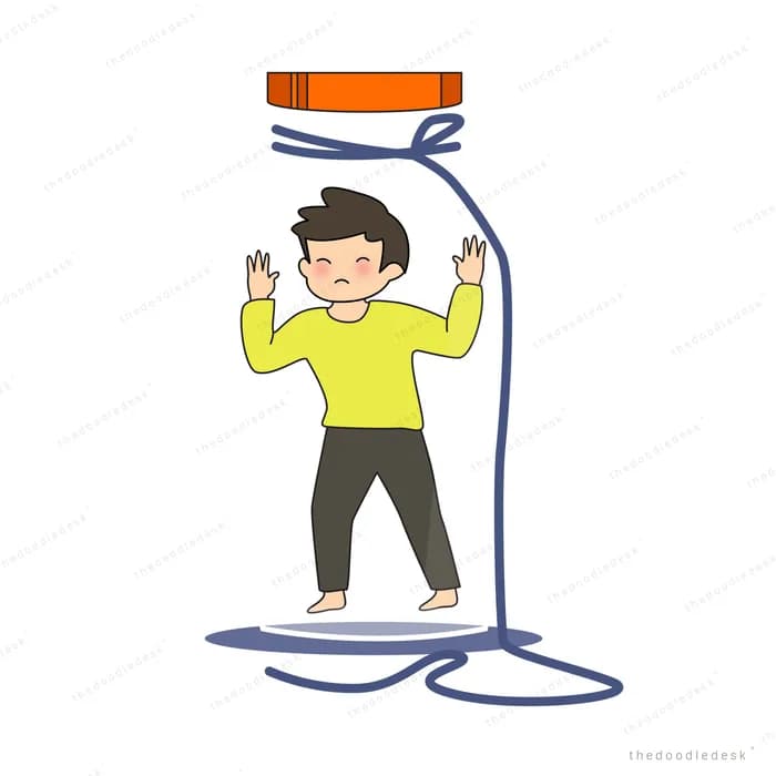 Boy exercising with a resistance band frame