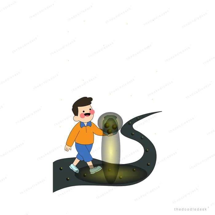 Boy standing bravely on the back of a large dark snake