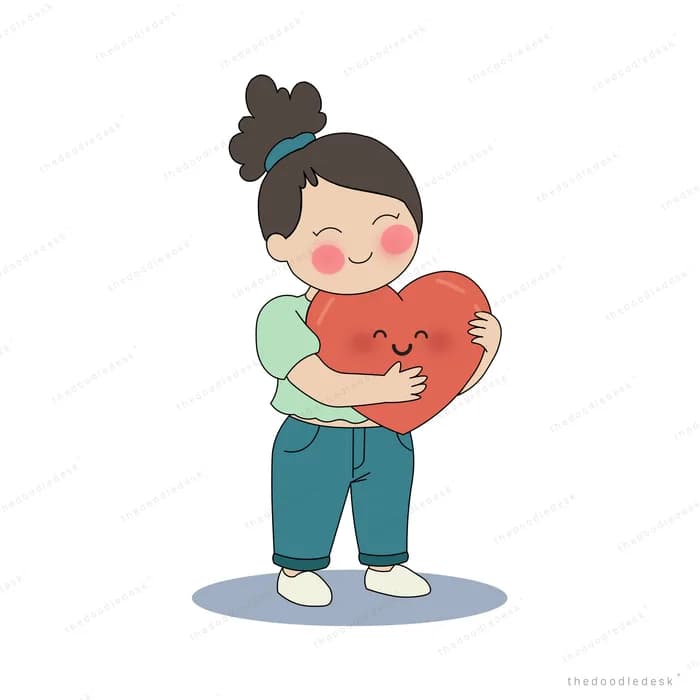 Boy carrying a big red heart in both arms