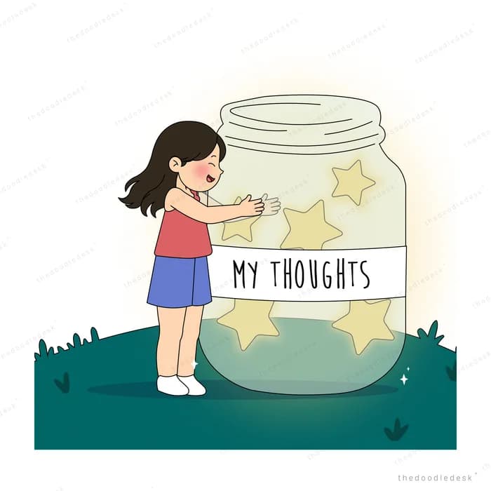 Girl reaching into a big glass jar to pull out a star