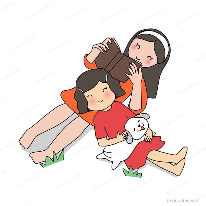 Family lying down together in a row with their dog