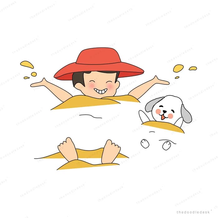 Woman in a sun hat sunbathing with her dog
