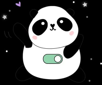 Panda standing and waving with a small badge