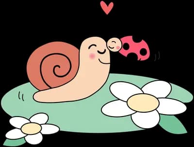 Snail and ladybug resting on a green leaf