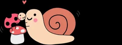 Snail with a ladybug and a small mushroom on its trail