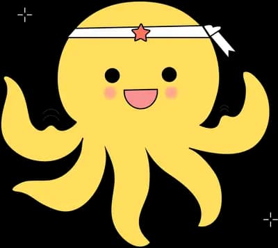 Yellow octopus with a small crown