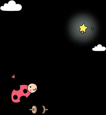 Ladybug flying a small star kite