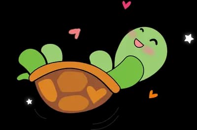 Turtle walking with small hearts above
