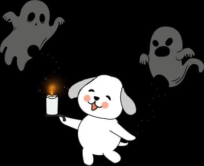 Dog holding a phone showing a lit candle
