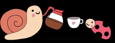 Snail pouring tea for a ladybug
