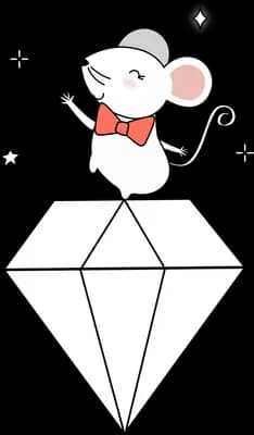 Mouse standing on a large outlined diamond