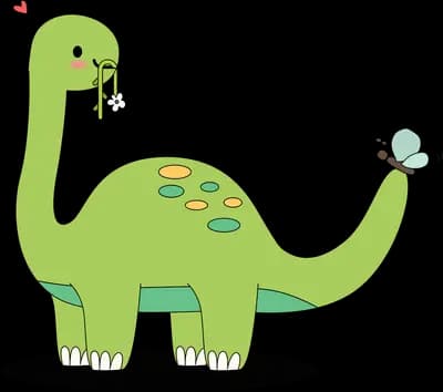 Green long-necked dinosaur with flowers on its back