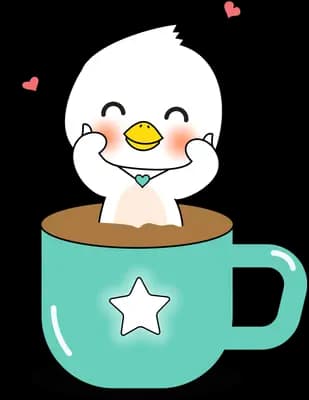 White bird sitting in a teal mug