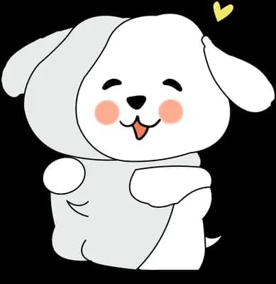 White dog sitting with a small yellow heart