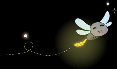 Insect glowing in a soft patch of light