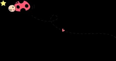 Ladybug flying with a dotted trail