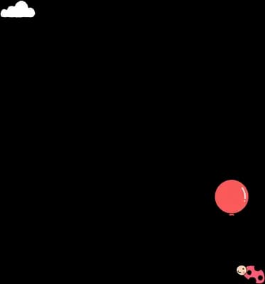 Ladybug carrying a red balloon upward