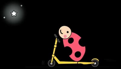 Ladybug riding a small scooter