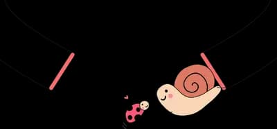 Snail on a swing with a ladybug below