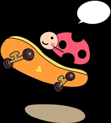 Ladybug flying low over a shadow