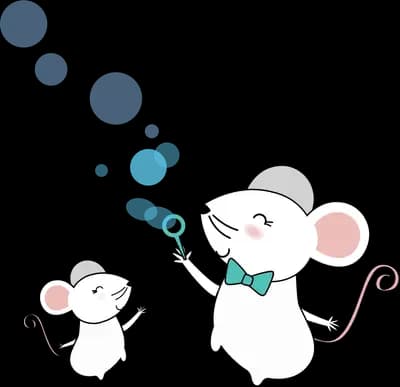 Mice blowing bubbles together