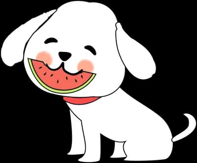 Dog eating a slice of watermelon