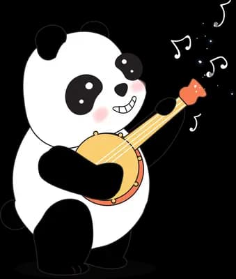 Panda playing a lute or mandolin