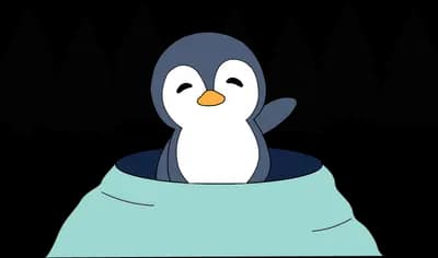 Penguin emerging from a hole in the ice
