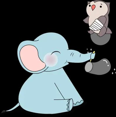 Elephant sitting as a bird flies overhead