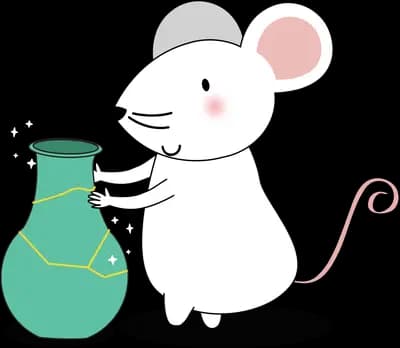 Mouse leaning on a green vase