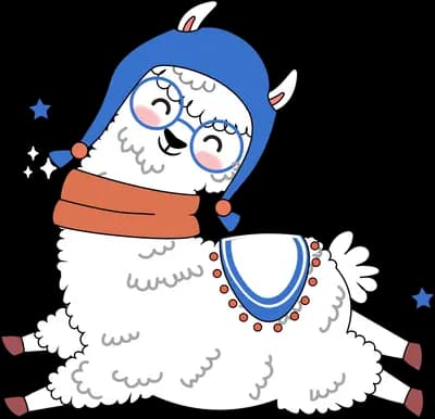 Llama in a winter hat and scarf