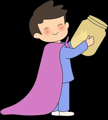 A small hero with a jar of light