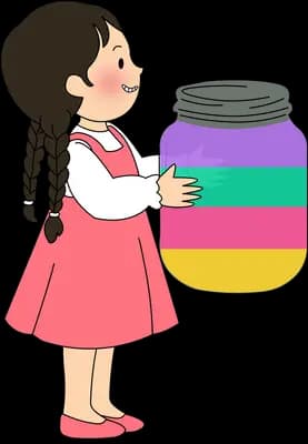 Holding a jar of colours