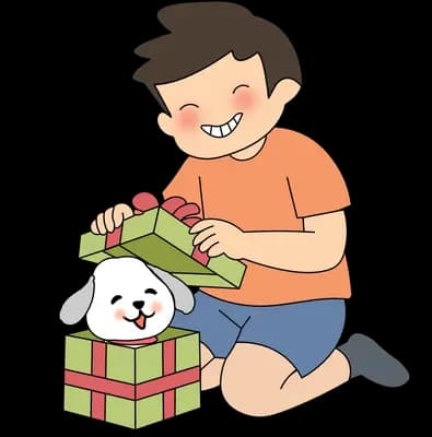 A surprise pet in a present