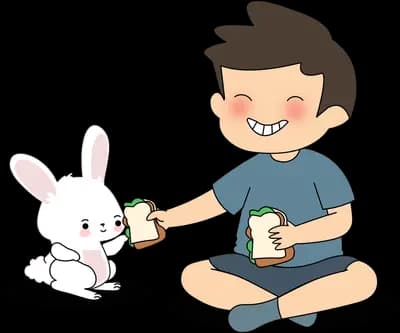 Sharing food with an animal